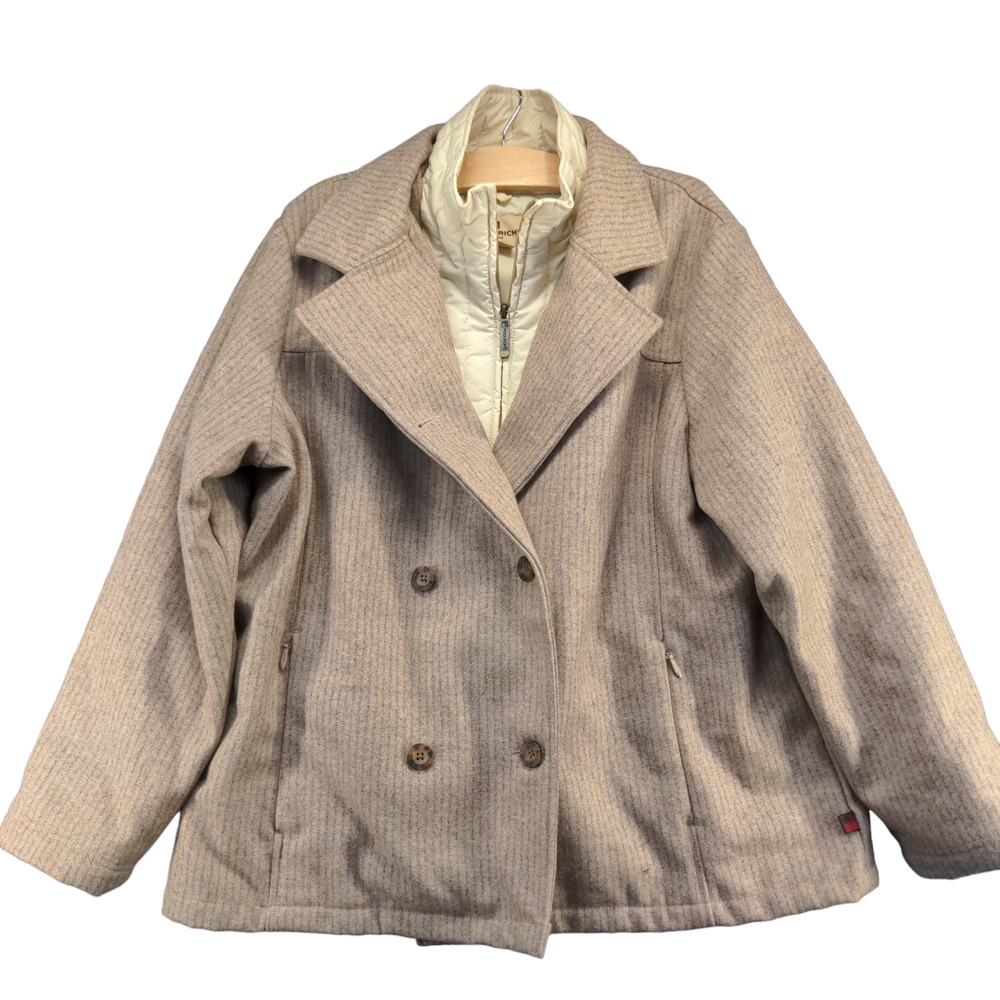 Woolrich Women's Wool Blend Knit Jacket Tan Oatmeal XL Zipped Pockets